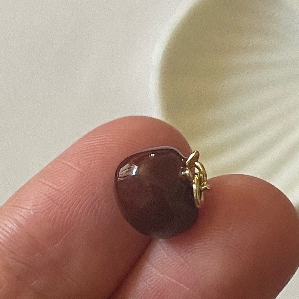 Gold Red Pomegranate Pendant Charm with enamel and rhinestones - Picture 4 of 6